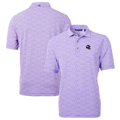 Men's Cutter & Buck Purple Minnesota Vikings Helmet Virtue Eco Pique Botanical Print Recycled Polo