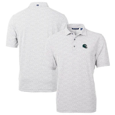 Men's Cutter & Buck Gray Philadelphia Eagles Helmet Virtue Eco Pique Botanical Print Recycled Polo