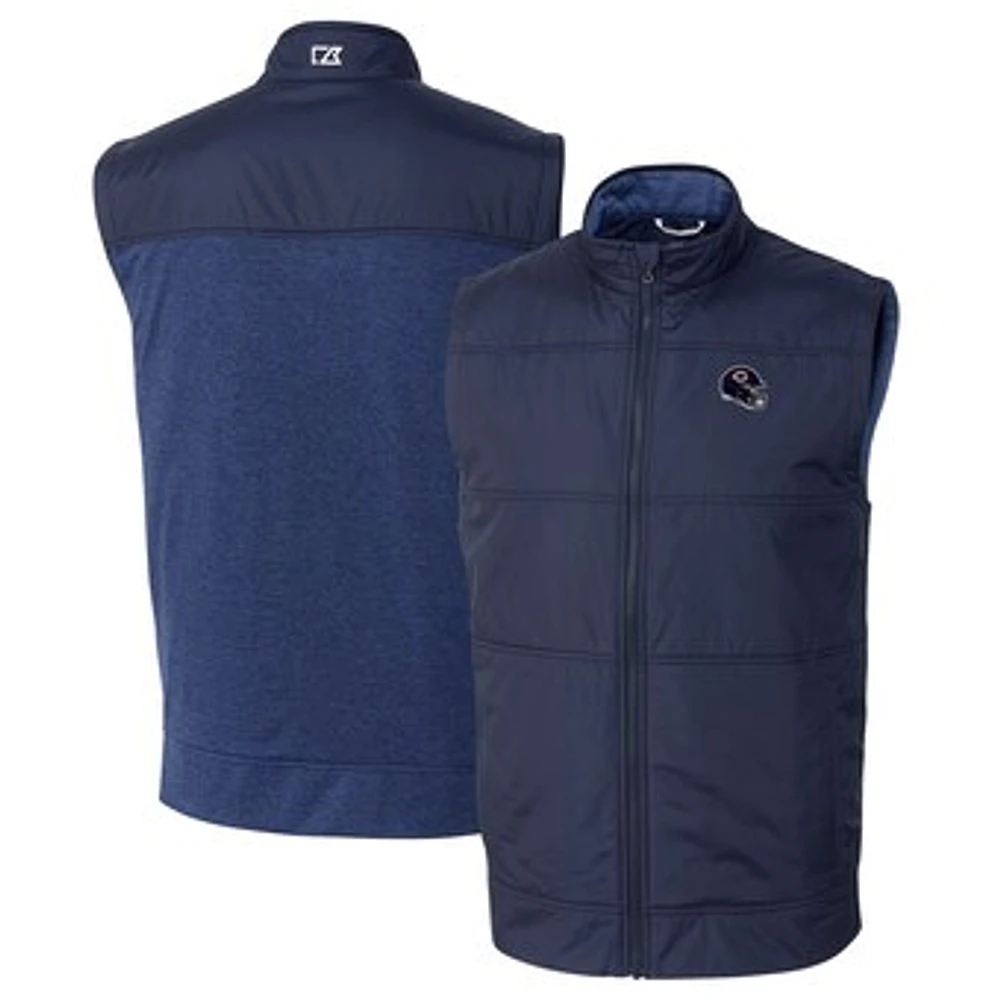 Men's Cutter & Buck Navy Chicago Bears Helmet Stealth Hybrid Quilted Windbreaker Full-Zip Vest