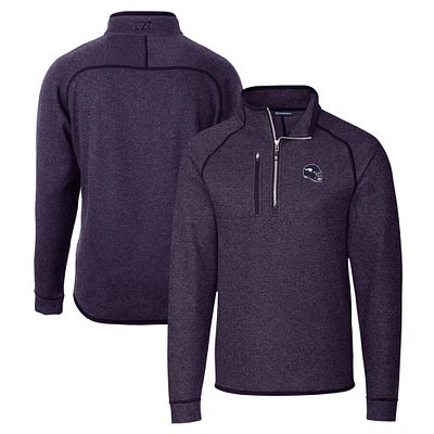 Men's Cutter & Buck Purple Minnesota Vikings Helmet Mainsail Sweater-Knit Half-Zip Pullover Jacket