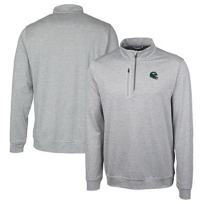 Men's Cutter & Buck Silver New York Jets Helmet Stealth Heathered Quarter-Zip Pullover Top