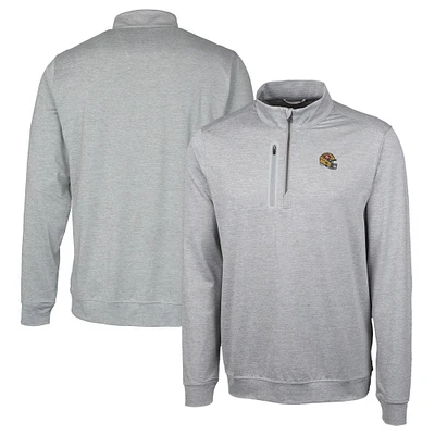 Men's Cutter & Buck Silver San Francisco 49ers Helmet Stealth Heathered Quarter-Zip Pullover Top