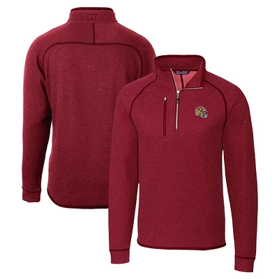 Men's Cutter & Buck Red San Francisco 49ers Helmet Mainsail Sweater-Knit Half-Zip Pullover Jacket
