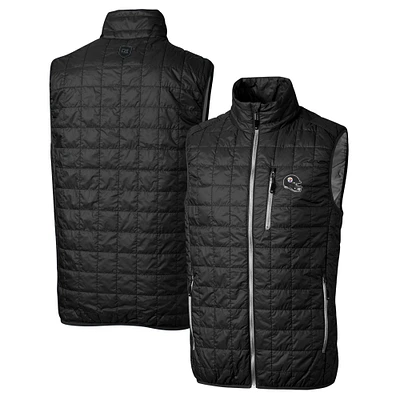 Men's Cutter & Buck Black Pittsburgh Steelers Helmet Rainier PrimaLoft Eco Insulated Full-Zip Puffer Vest