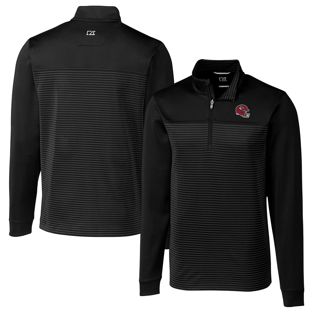 Men's Cutter & Buck Kansas City Chiefs Traverse Stripe Stretch Quarter-Zip Pullover Top