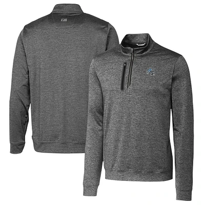 Men's Cutter & Buck Gray Detroit Lions Helmet Stealth Heathered Quarter-Zip Pullover Top