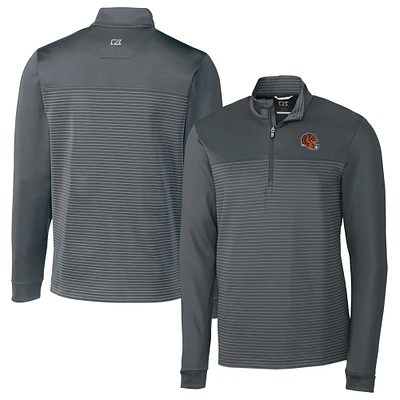 Men's Cutter & Buck Gray Cincinnati Bengals Traverse Stripe Stretch Quarter-Zip Pullover Top