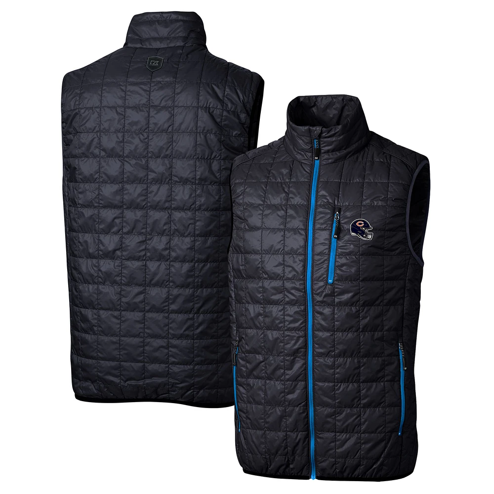 Men's Cutter & Buck Navy Chicago Bears Helmet Rainier PrimaLoft Eco Insulated Full-Zip Puffer Vest