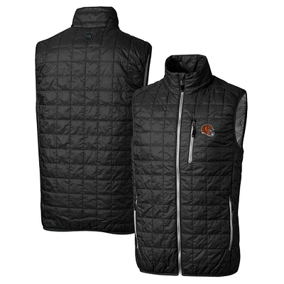Men's Cutter & Buck Black Cincinnati Bengals Helmet Rainier PrimaLoft Eco Insulated Full-Zip Puffer Vest
