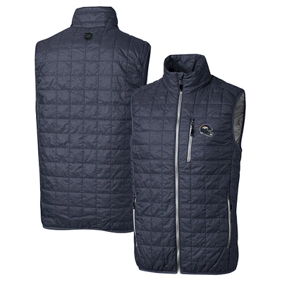Men's Cutter & Buck Charcoal Denver Broncos Helmet Rainier PrimaLoft Eco Insulated Full-Zip Puffer Vest