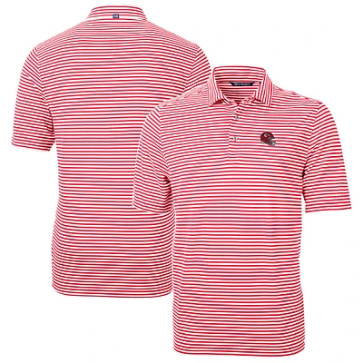 Men's Cutter & Buck Red Kansas City Chiefs Helmet Virtue Eco Pique Stripe Recycled Polo