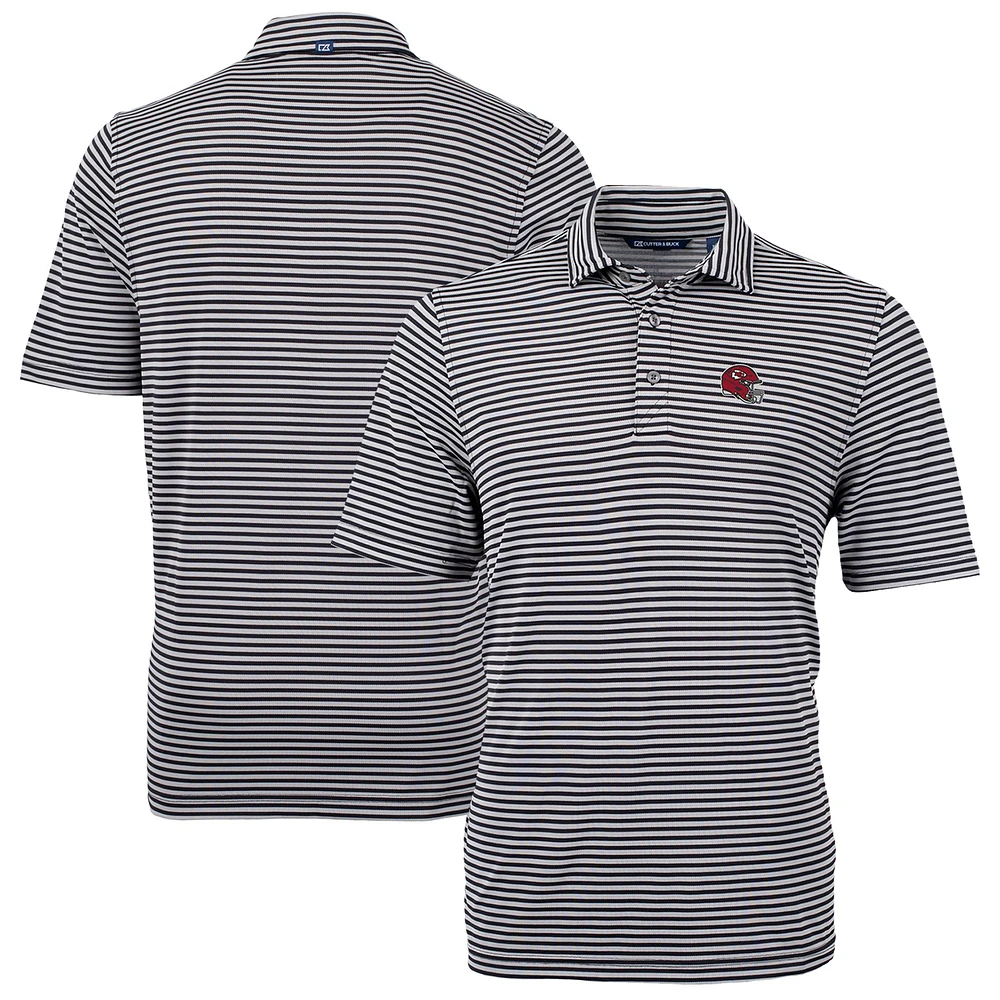 Men's Cutter & Buck Black Kansas City Chiefs Helmet Virtue Eco Pique Stripe Recycled Polo