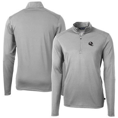 Men's Cutter & Buck Silver Pittsburgh Steelers Helmet Virtue Eco Pique Recycled Quarter-Zip Pullover Top