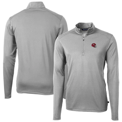 Men's Cutter & Buck Silver Kansas City Chiefs Helmet Virtue Eco Pique Recycled Quarter-Zip Pullover Top
