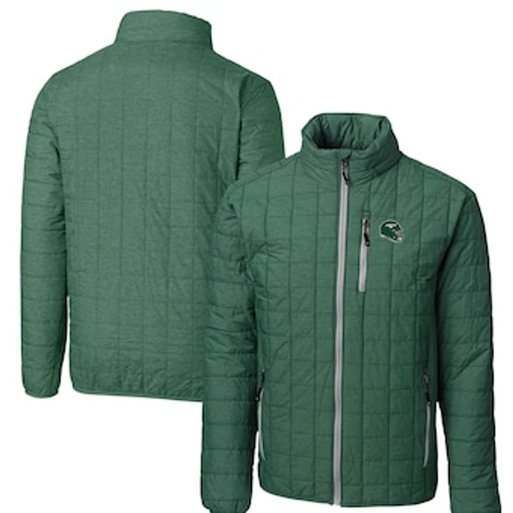 Men's Cutter & Buck Hunter Green New York Jets Helmet Rainier PrimaLoft Eco Insulated Full-Zip Puffer Jacket