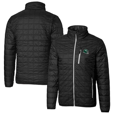 Men's Cutter & Buck Black New York Jets Helmet Rainier PrimaLoft Eco Insulated Full-Zip Puffer Jacket