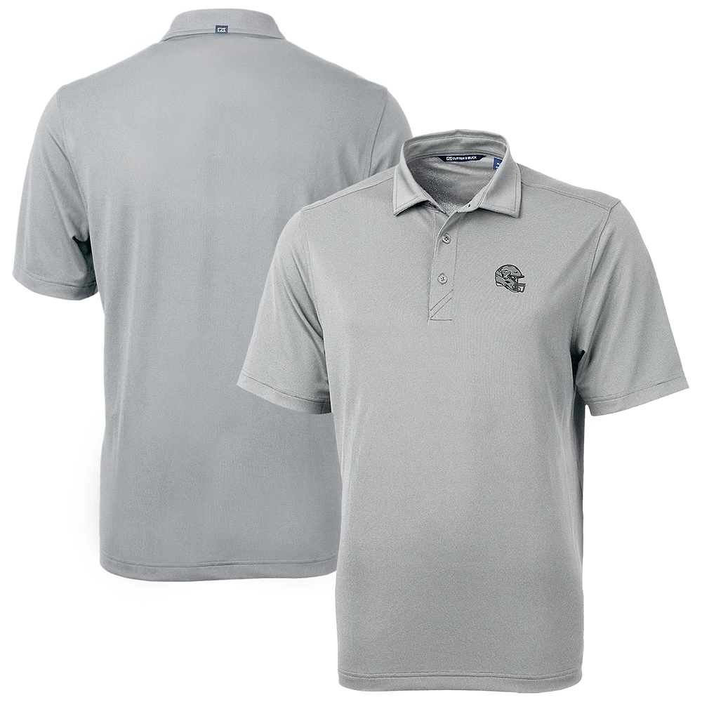 Men's Cutter & Buck Silver Las Vegas Raiders Helmet Virtue Eco Pique Recycled Polo