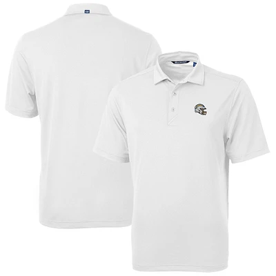 Men's Cutter & Buck White Los Angeles Chargers Helmet Virtue Eco Pique Recycled Polo