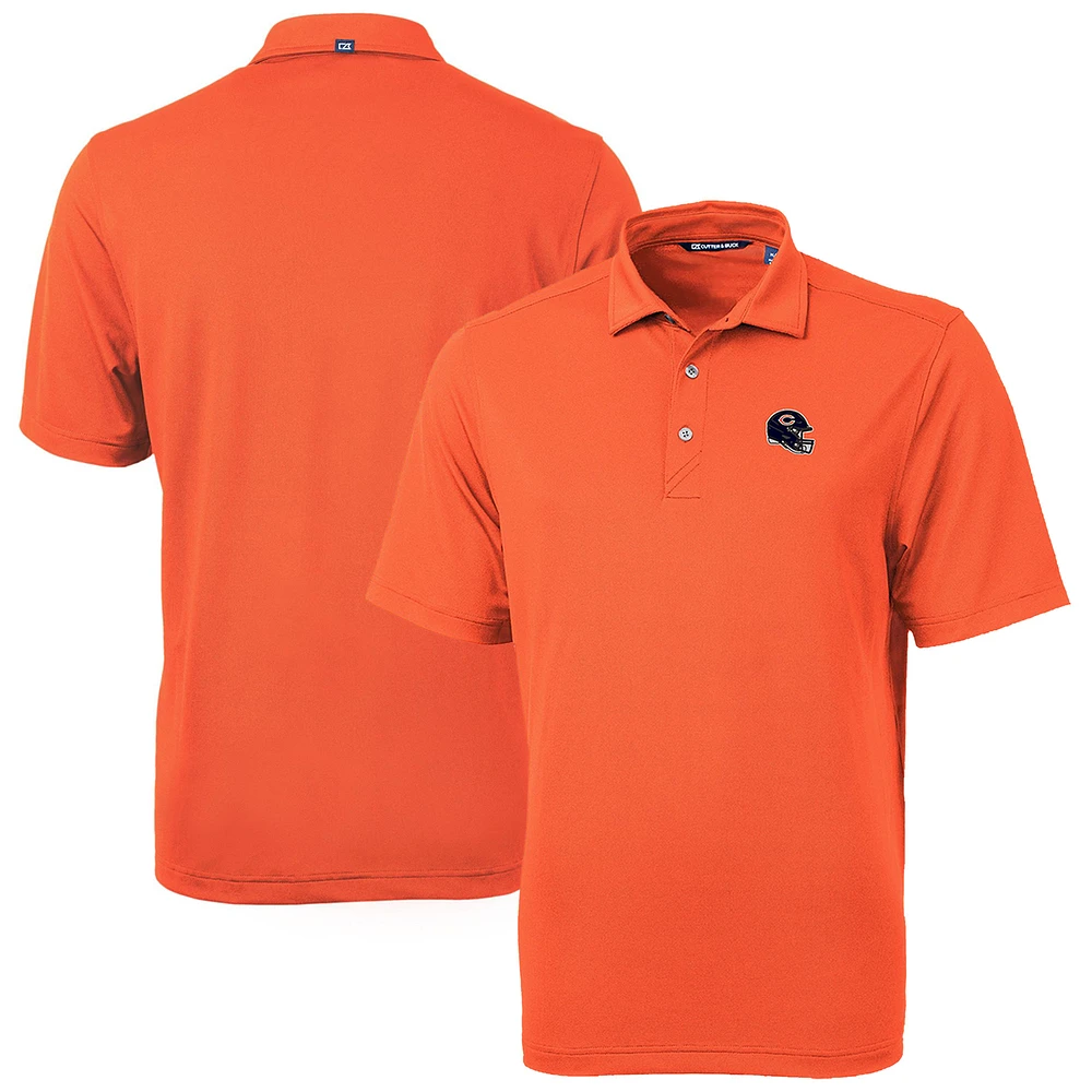 Men's Cutter & Buck Orange Chicago Bears Helmet Virtue Eco Pique Recycled Polo