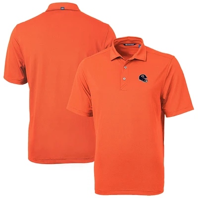 Men's Cutter & Buck Orange Chicago Bears Helmet Virtue Eco Pique Recycled Polo