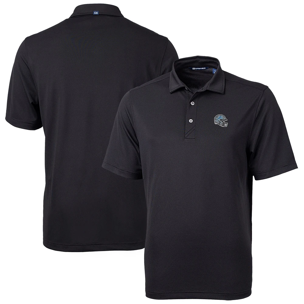 Men's Cutter & Buck Black Detroit Lions Helmet Virtue Eco Pique Recycled Polo