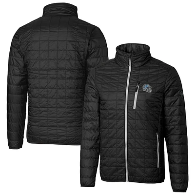 Men's Cutter & Buck Black Detroit Lions Helmet Rainier PrimaLoft Eco Insulated Full-Zip Puffer Jacket