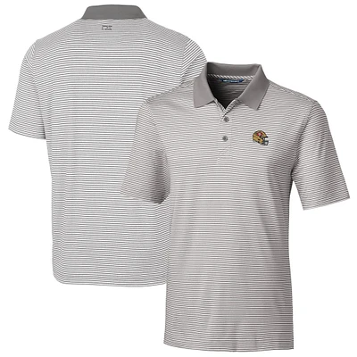 Men's Cutter & Buck Silver San Francisco 49ers Helmet Forge Tonal Stripe Stretch Polo