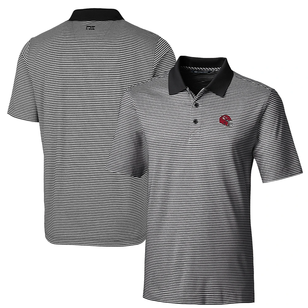 Men's Cutter & Buck Black Kansas City Chiefs Helmet Forge Tonal Stripe Stretch Polo