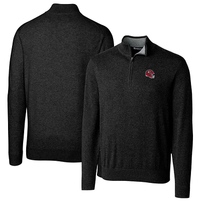 Men's Cutter & Buck Black Kansas City Chiefs Helmet Lakemont Tri-Blend Quarter-Zip Pullover Sweater