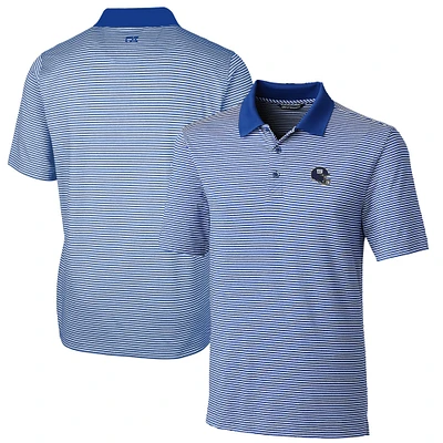Men's Cutter & Buck Royal New York Giants Helmet Forge Tonal Stripe Stretch Polo