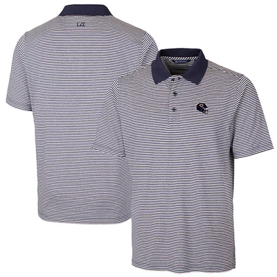 Men's Cutter & Buck Navy Chicago Bears Helmet Forge Tonal Stripe Stretch Polo
