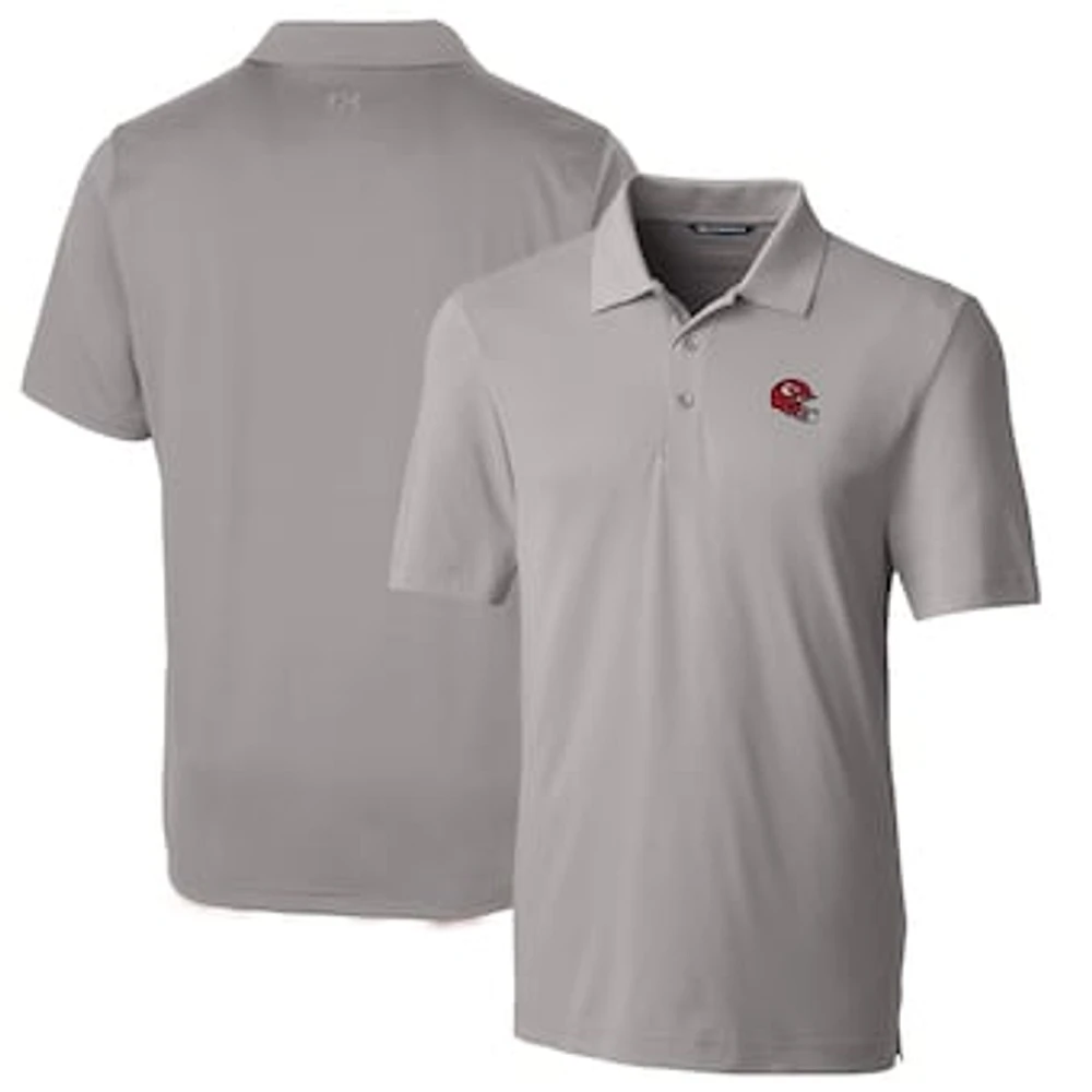 Men's Cutter & Buck Silver Kansas City Chiefs Helmet Forge Stretch Polo