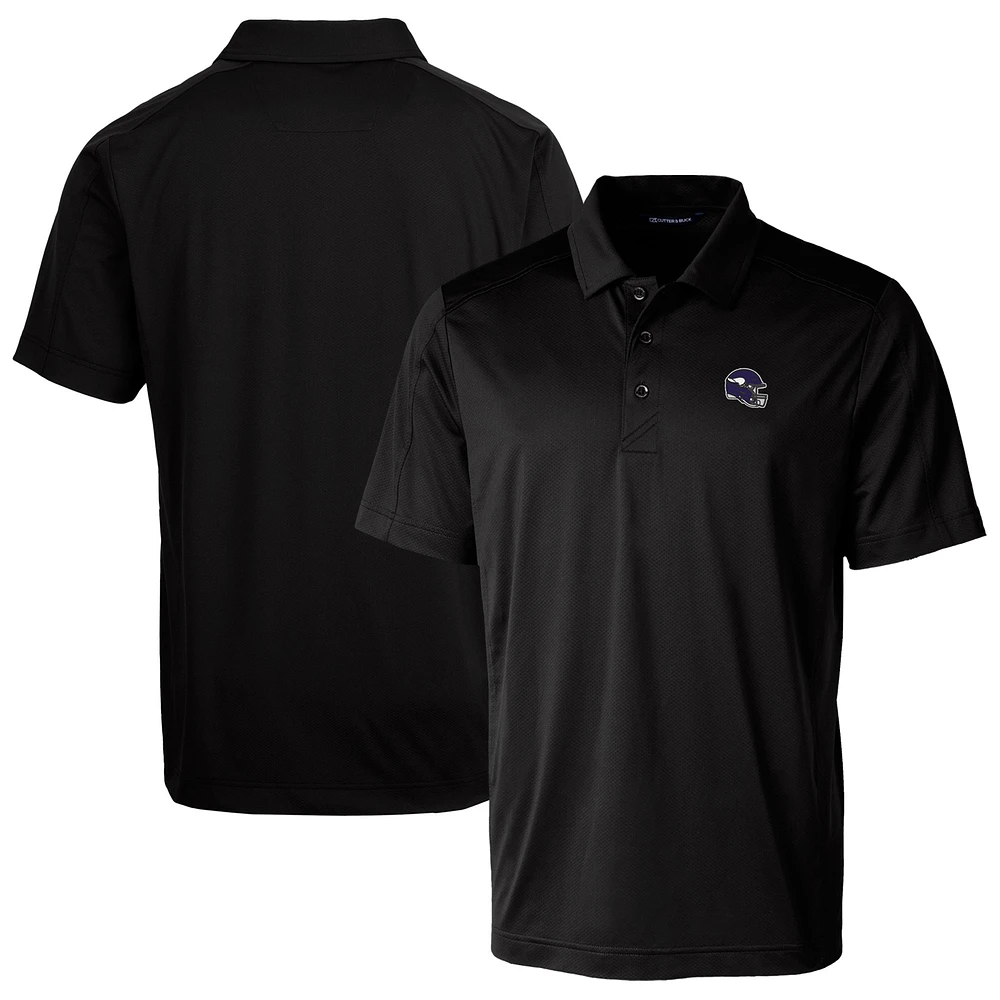 Men's Cutter & Buck Black Minnesota Vikings Helmet Prospect Textured Stretch Polo