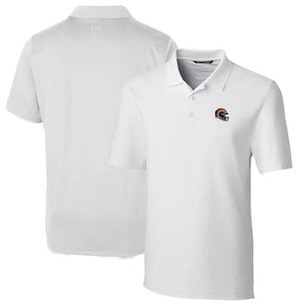 Men's Cutter & Buck White Los Angeles Rams Helmet Forge Stretch Polo