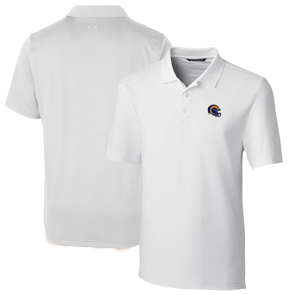 Men's Cutter & Buck White Los Angeles Rams Helmet Forge Stretch Polo
