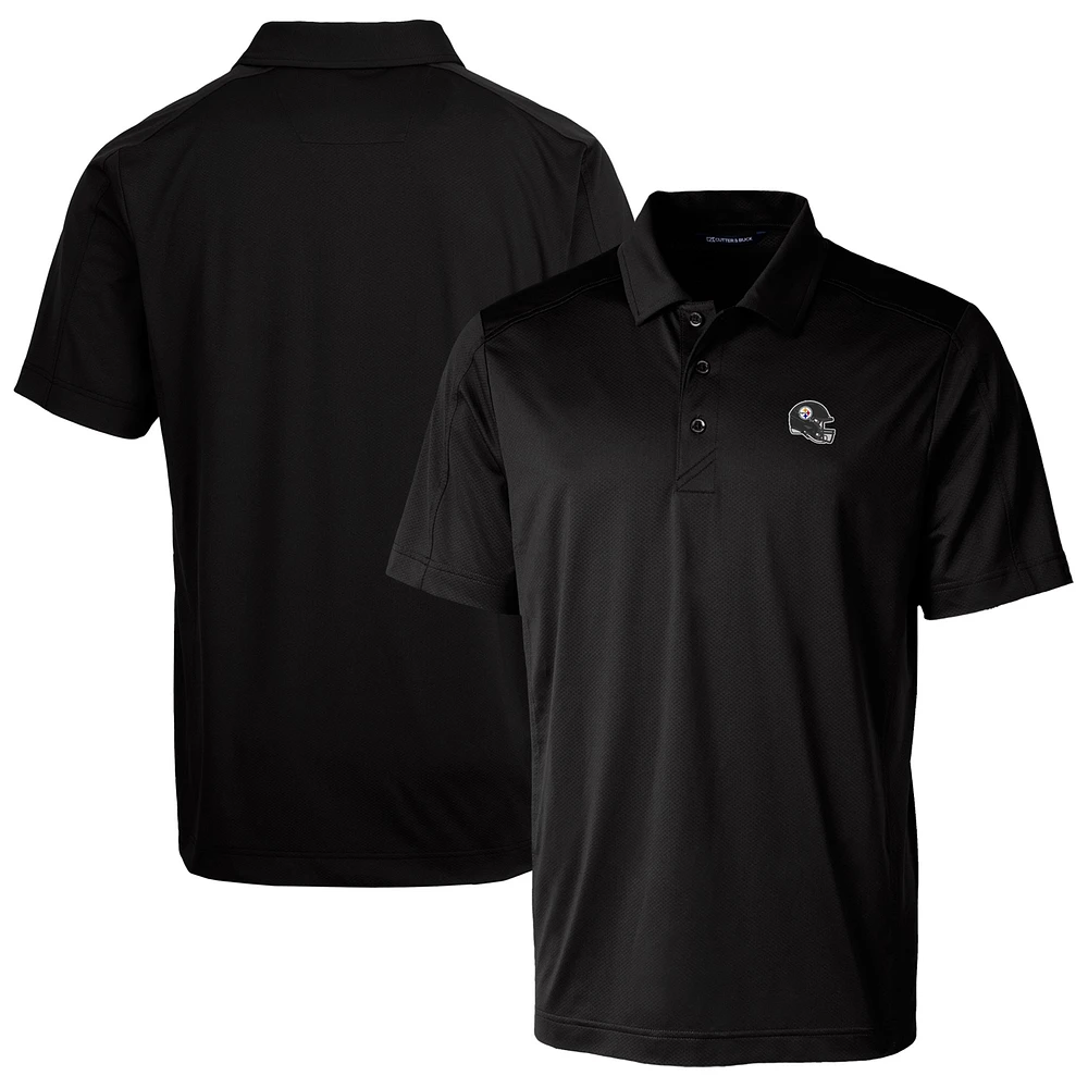 Men's Cutter & Buck Black Pittsburgh Steelers Helmet Prospect Textured Stretch Polo