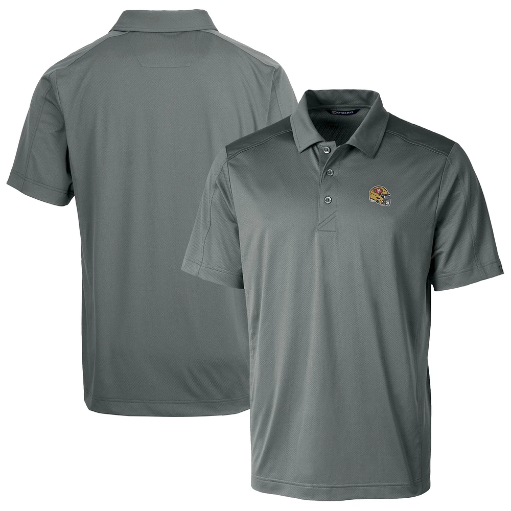 Men's Cutter & Buck Gray San Francisco 49ers Helmet Prospect Textured Stretch Polo