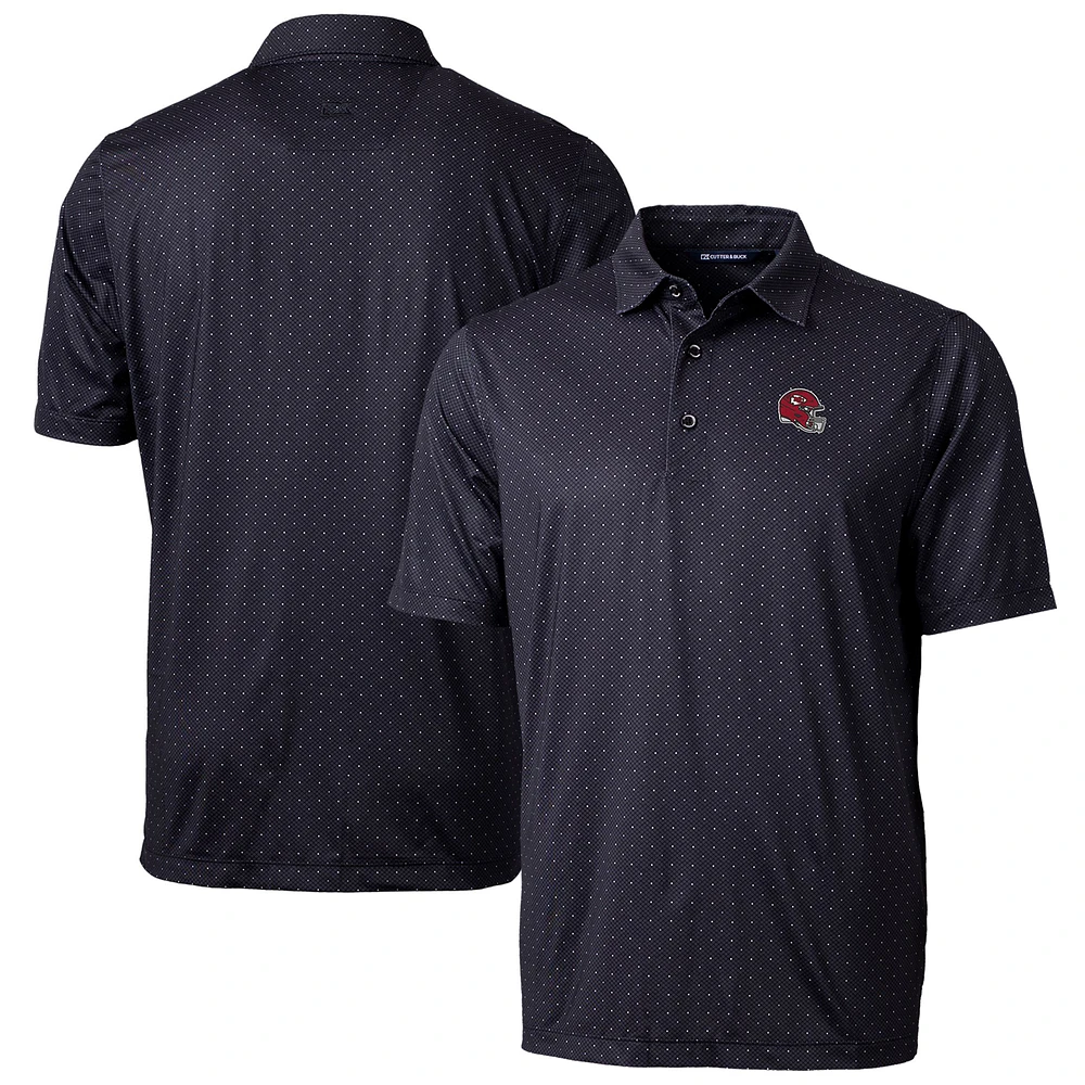 Men's Cutter & Buck Black Kansas City Chiefs Helmet Pike Double Dot Print Stretch Polo