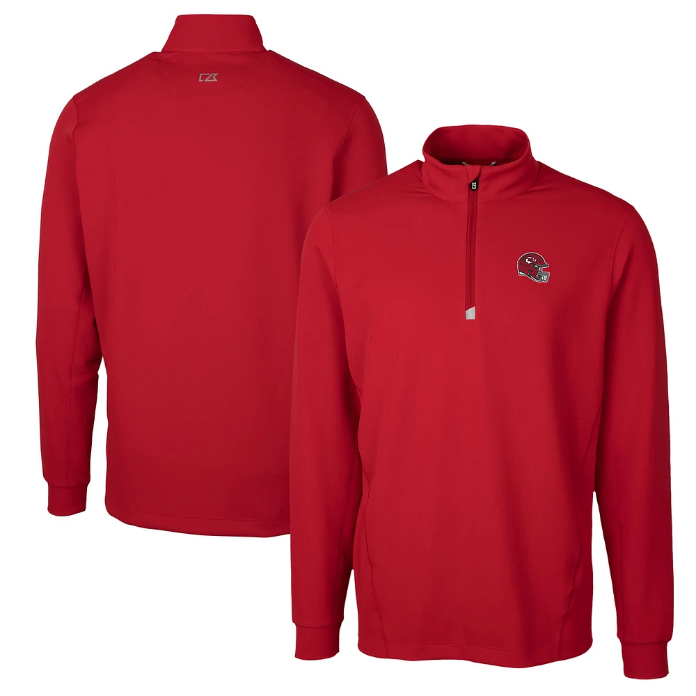 Men's Cutter & Buck Kansas City Chiefs Helmet Traverse Stretch Quarter-Zip Pullover Top