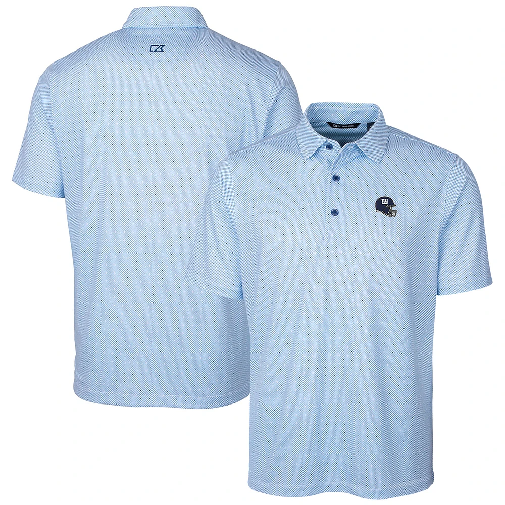 Men's Cutter & Buck Royal New York Giants Helmet Pike Double Dot Print Stretch Polo