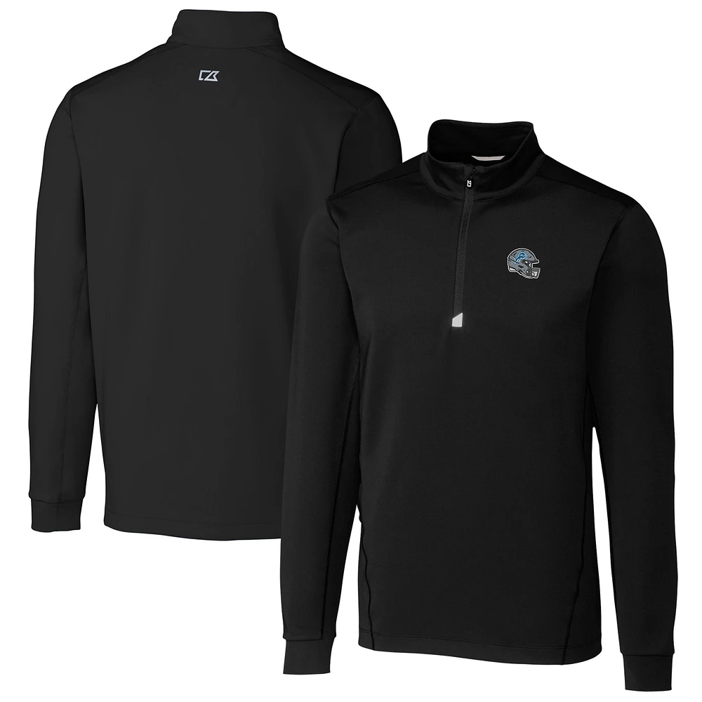 Men's Cutter & Buck Detroit Lions Helmet Traverse Stretch Quarter-Zip Pullover Top