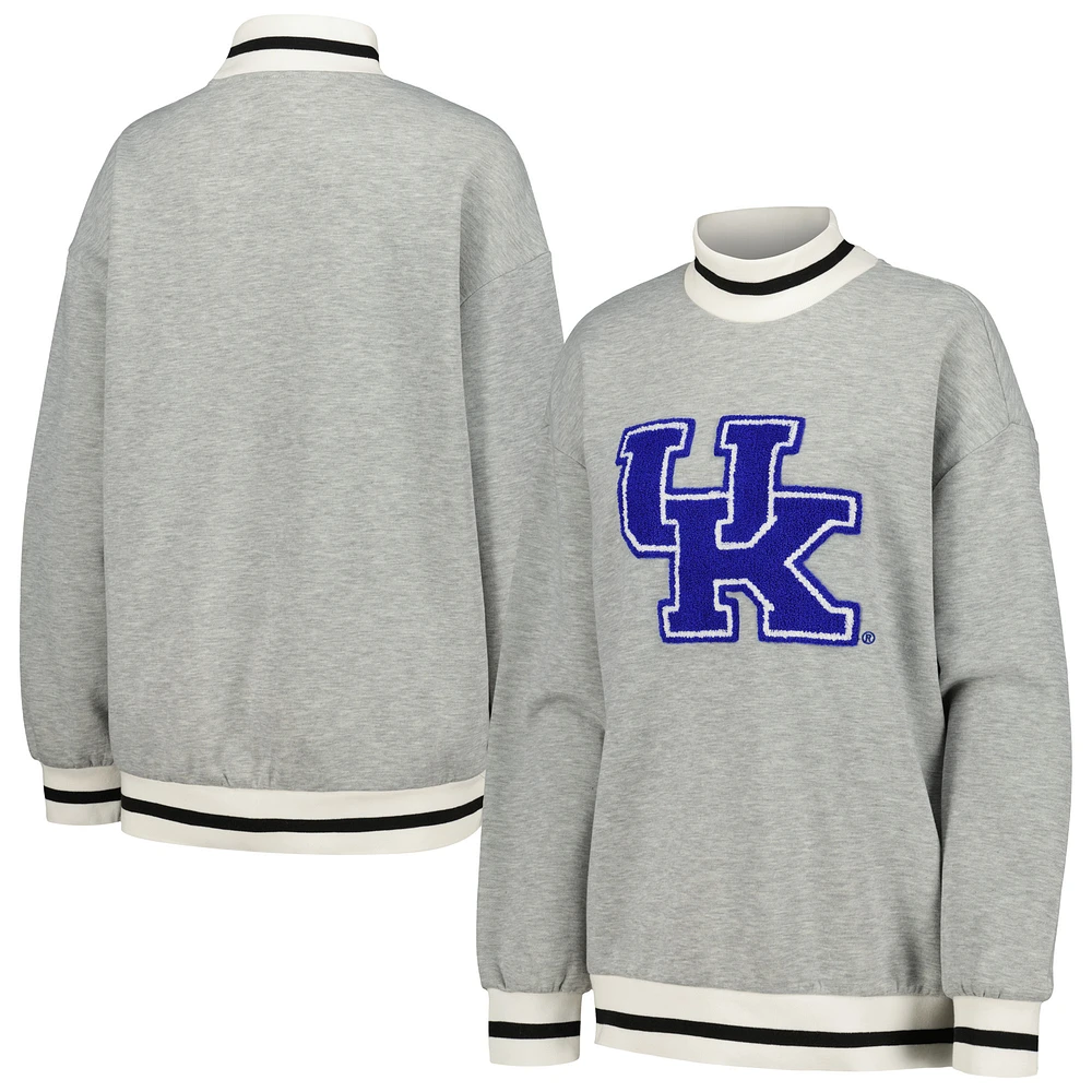 Women's Gameday Couture Ash Kentucky Wildcats In It To Win It Sporty Mock Neck Pullover Sweatshirt