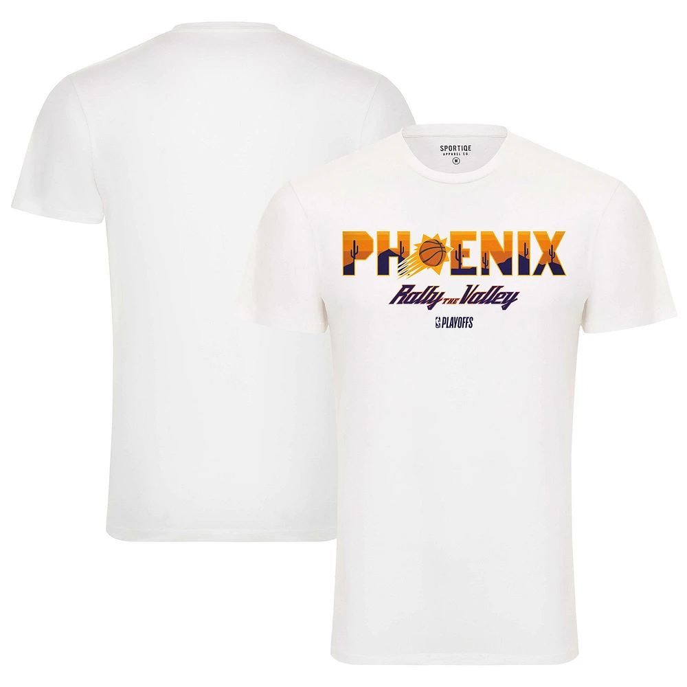 Unisex Sportiqe White Phoenix Suns 2023 NBA Playoffs Rally the Valley Bingham T-Shirt