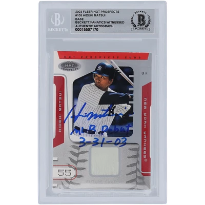 Hideki Matsui New York Yankees Autographed 2003 Fleer Hot Prospects #105 #/1250 Beckett Fanatics Witnessed Authenticated 10 Rookie Card with "MLB Debut 3-31-03" Inscription