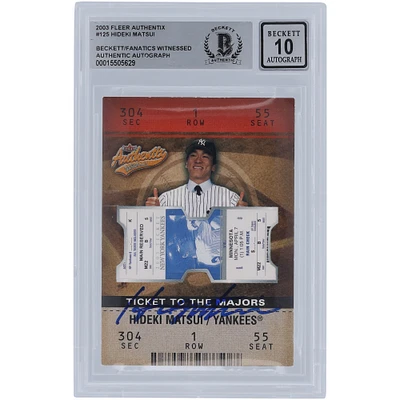 Hideki Matsui New York Yankees Autographed 2003 Fleer Authentix #125 #/1850 Beckett Fanatics Witnessed Authenticated 10 Rookie Card