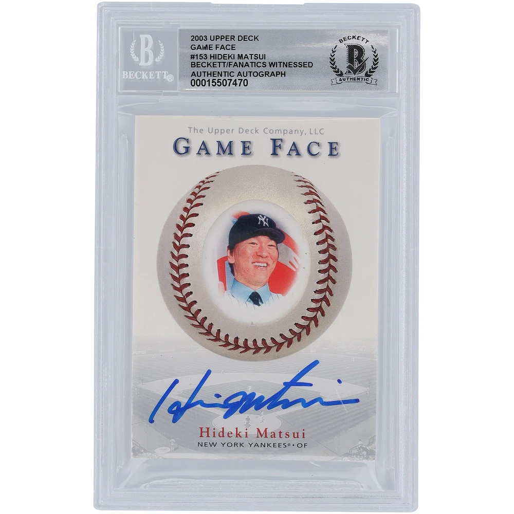Hideki Matsui New York Yankees Autographed 2003 Upper Deck Game Face #153 Beckett Fanatics Witnessed Authenticated 10 Rookie Card