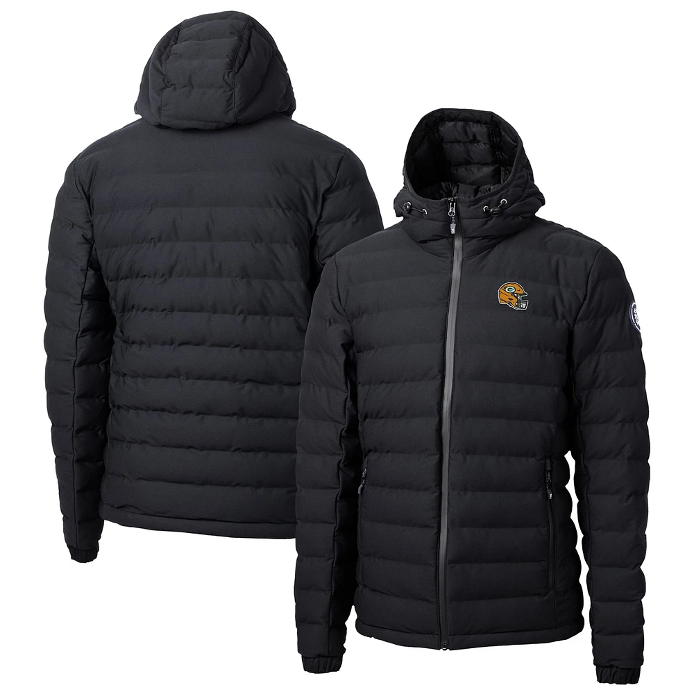 Men's Cutter & Buck Black Green Bay Packers Helmet Mission Ridge Repreve Eco Insulated Puffer Full-Zip Jacket