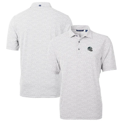 Men's Cutter & Buck Silver Carolina Panthers Helmet Virtue Eco Pique Botanical Print Recycled Polo