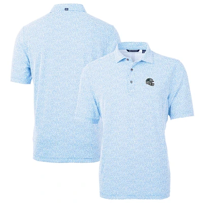 Men's Cutter & Buck Light Blue Carolina Panthers Helmet Virtue Eco Pique Botanical Print Recycled Polo