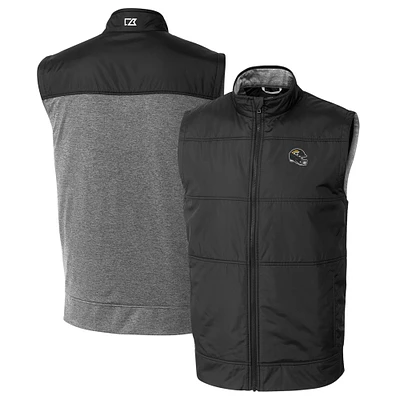 Men's Cutter & Buck Black Jacksonville Jaguars Helmet Stealth Hybrid Quilted Windbreaker Full-Zip Vest